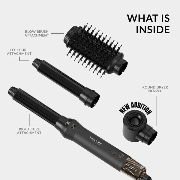 Veaudry myAirStyler [3 في 1] فرشاة ساخنة ومكواة تجعيد هوائية